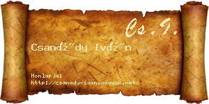 Csanády Iván névjegykártya