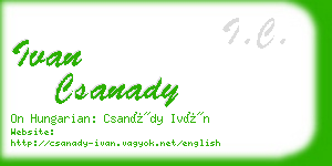 ivan csanady business card